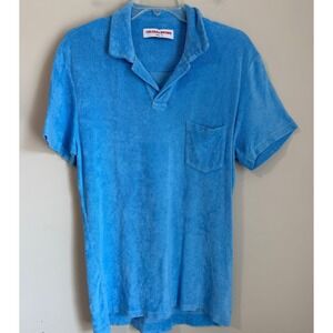 Orlebar Brown Towelling Polo Shirt Blue Resort Terry Cloth Top Mens Size S